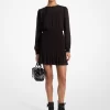 Rochie cu mânecă lungă din georgette smocked Rochie cu mânecă lungă din georgette smocked