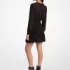 Rochie cu mânecă lungă din georgette smocked Rochie cu mânecă lungă din georgette smocked