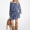 Rochie cu umeri goi și imprimeu Paisley Georgette