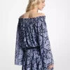 Rochie cu umeri goi și imprimeu Paisley Georgette