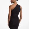 Rochie cu un umăr, din jerseu mat elastic, pliuri Rochie cu un umăr, din jerseu mat elastic, pliuri