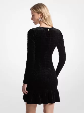 Rochie din catifea elastică cu smocuri