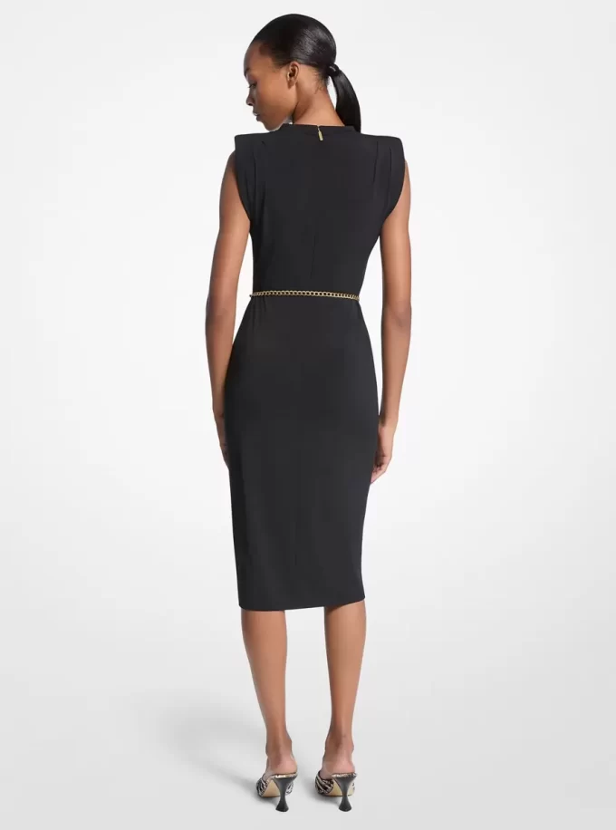 Rochie din jerseu mat elastic cu curea