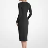 Rochie din jerseu mat elastic, cu pliuri