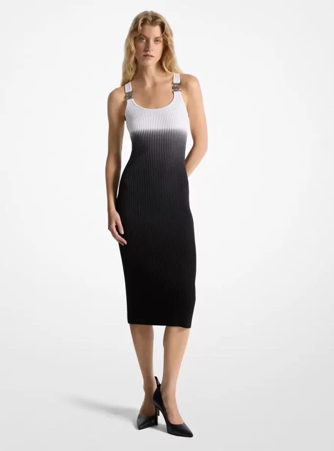 Rochie din viscoză elastică cu nervuri degradate Rochie din viscoză elastică cu nervuri degradate