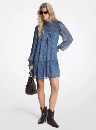 Rochie Georgette cu imprimeu Paisley metalic