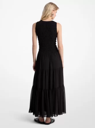 Rochie Georgette cu imprimeu smocked