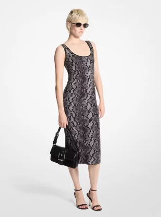 Rochie jacquard cu imprimeu de șarpe