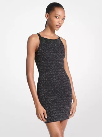 Rochie jacquard cu logo metalic
