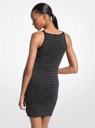 Rochie jacquard cu logo metalic