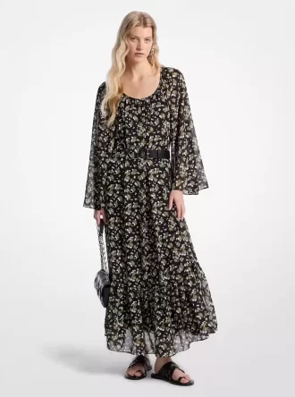 Rochie maxi cu imprimeu georgetă florală