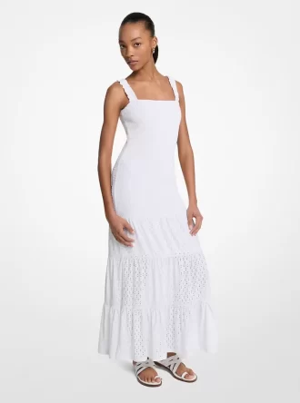 Rochie maxi cu imprimeu smocked și straturi