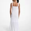 Rochie maxi cu imprimeu smocked și straturi