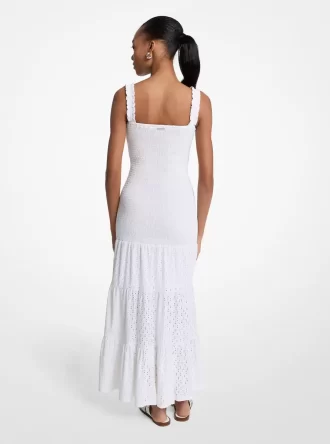 Rochie maxi cu imprimeu smocked și straturi