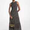 Rochie maxi din georgette cu imprimeu floral și smocked Rochie maxi din georgette cu imprimeu floral și smocked
