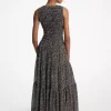 Rochie maxi din georgette cu imprimeu floral și smocked Rochie maxi din georgette cu imprimeu floral și smocked