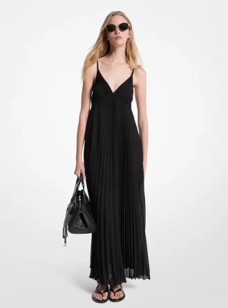 Rochie maxi plisată din Georgette