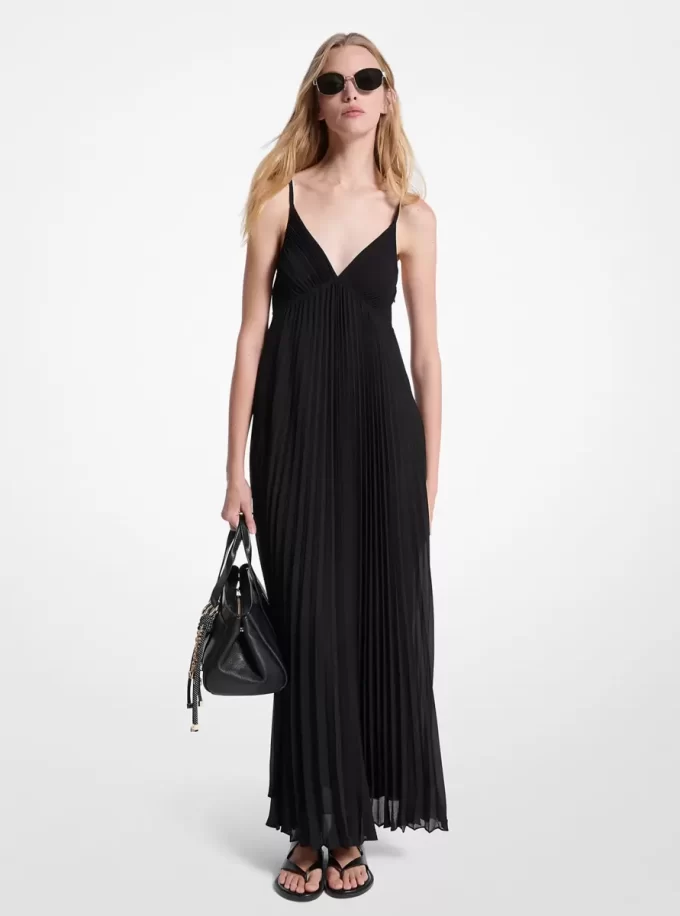 Rochie maxi plisată din Georgette Rochie maxi plisată din Georgette