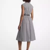Rochie midi cu curea din poplin de bumbac cu dungi Rochie midi cu curea din poplin de bumbac cu dungi