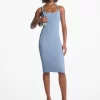 Rochie midi cu imprimeu elastic și nervuri Rochie midi cu imprimeu elastic și nervuri