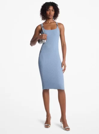 Rochie midi cu imprimeu elastic și nervuri