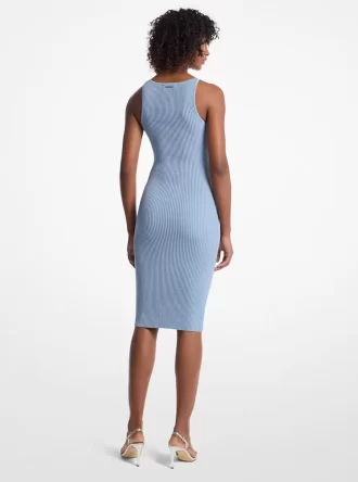 Rochie midi cu imprimeu elastic și nervuri