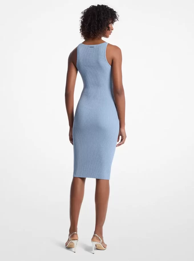 Rochie midi cu imprimeu elastic și nervuri Rochie midi cu imprimeu elastic și nervuri
