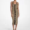 Rochie midi cu imprimeu leopard și imprimeu elastic din viscoză