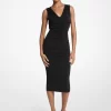 Rochie midi cu volană din jerseu mat stretch Rochie midi cu volană din jerseu mat stretch
