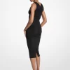 Rochie midi cu volană din jerseu mat stretch Rochie midi cu volană din jerseu mat stretch