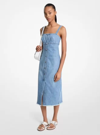 Rochie midi din denim zdrențuit