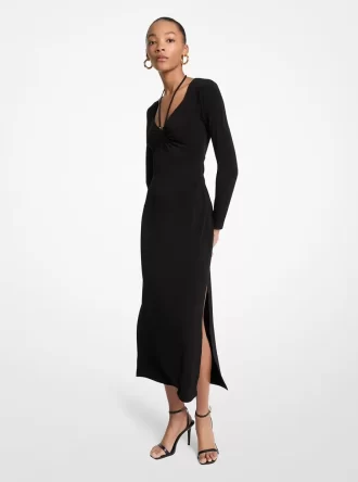Rochie midi din jerseu mat elastic