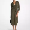 Rochie midi din jerseu mat elastic cu imprimeu Paisley