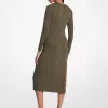 Rochie midi din jerseu mat elastic cu imprimeu Paisley