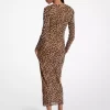 Rochie midi din plasă de nailon cu imprimeu leopard Rochie midi din plasă de nailon cu imprimeu leopard