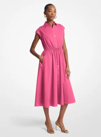 Rochie midi din poplin elastic din bumbac