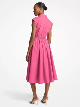 Rochie midi din poplin elastic din bumbac