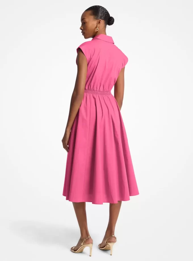 Rochie midi din poplin elastic din bumbac