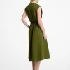 Rochie midi din poplin elastic din bumbac cu curea Rochie midi din poplin elastic din bumbac cu curea