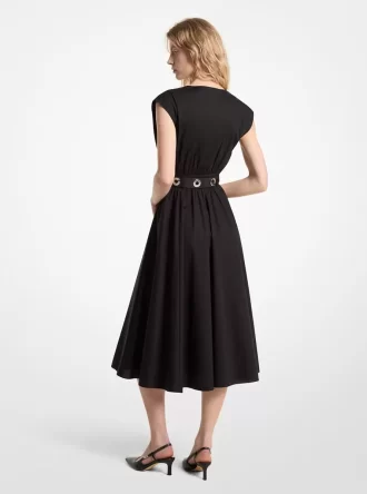 Rochie midi din poplin elastic din bumbac organic