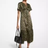 Rochie midi din satin cu imprimeu floral Rochie midi din satin cu imprimeu floral