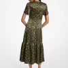 Rochie midi din satin cu imprimeu floral Rochie midi din satin cu imprimeu floral