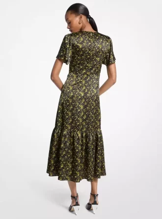 Rochie midi din satin cu imprimeu floral