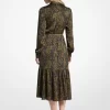 Rochie midi din satin cu imprimeu paisley și guler nou