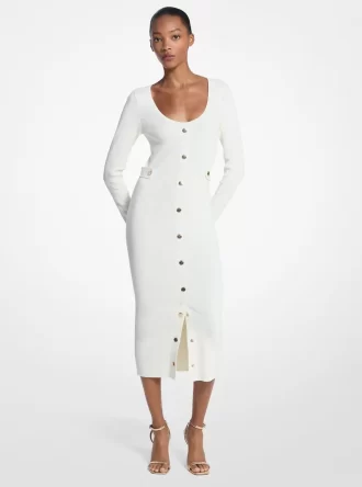 Rochie midi din viscoză elastică cu nervuri
