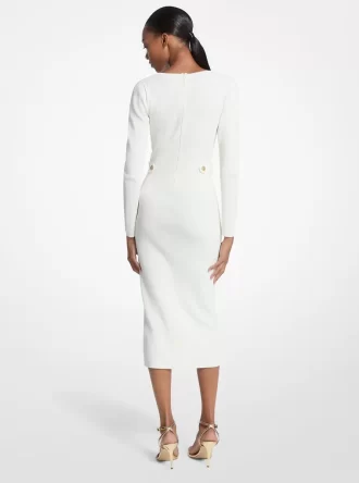 Rochie midi din viscoză elastică cu nervuri