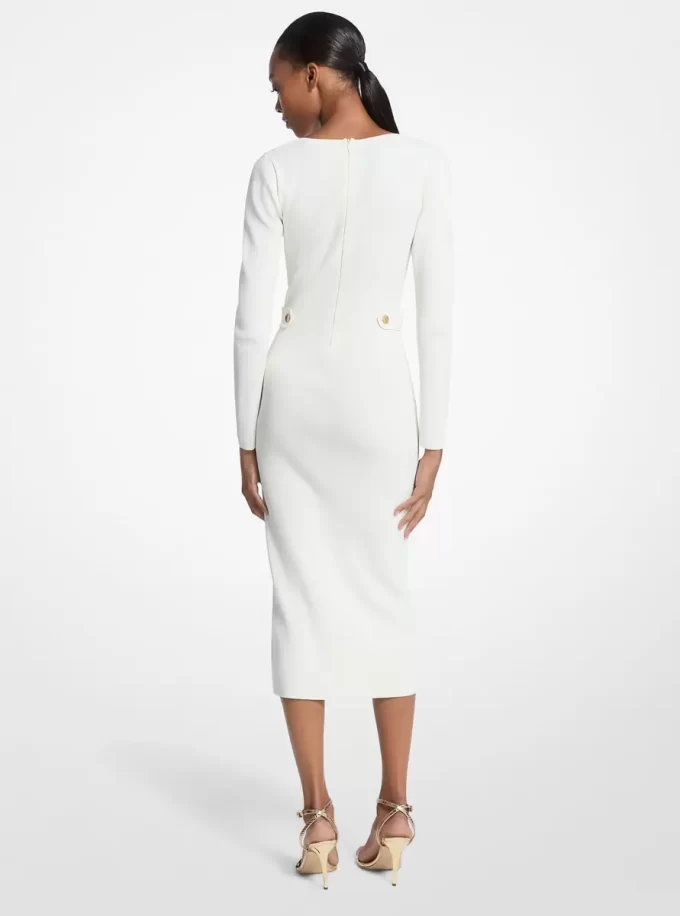 Rochie midi din viscoză elastică cu nervuri Rochie midi din viscoză elastică cu nervuri