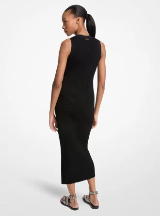 Rochie midi din viscoză elastică cu nervuri