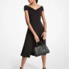 Rochie midi din viscoză elastică, cu umeri goi Rochie midi din viscoză elastică, cu umeri goi