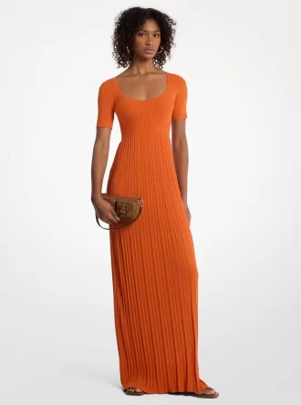 Rochie midi tricotată elastică cu nervuri